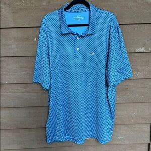 Vineyard Vines Blue Polo Shirt Sweat wicking Design size 2XL (logo)